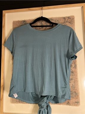 Blogilates Bow Back Crop Tee in Dusty Teal